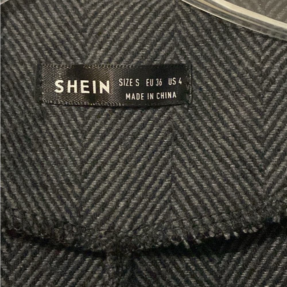 SHEIN Dark Gray Herringbone Jacket